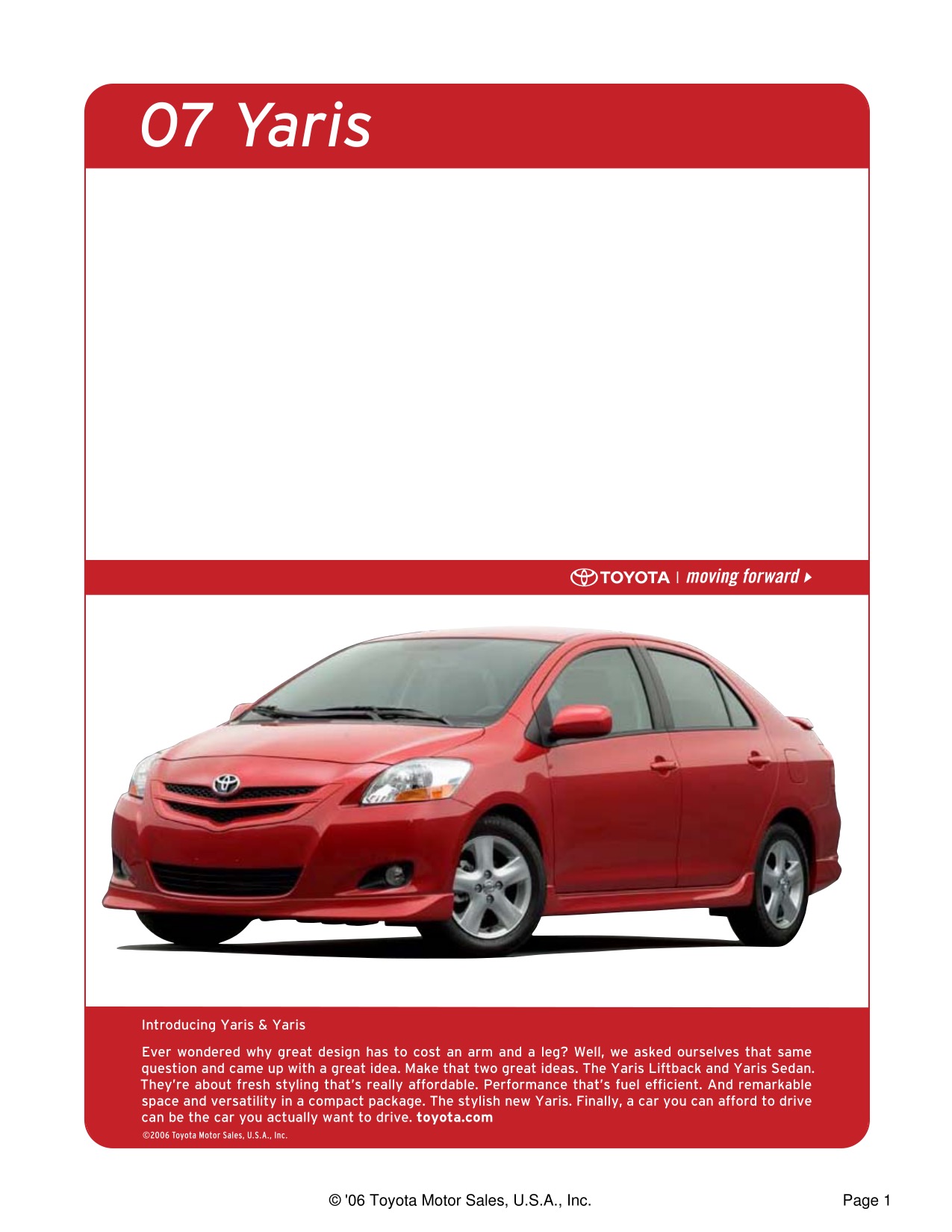 2007 Toyota Yaris Brochure